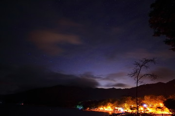 支笏湖　夜景　星