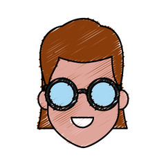 Young woman cartoonwith sunglasses icon vector illustration graphic design
