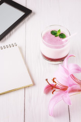 Berry smoothie with yogurt and eBook