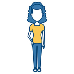 Young woman cartoon icon vector illustration graphic design