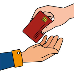hands human with credit card isolated icon