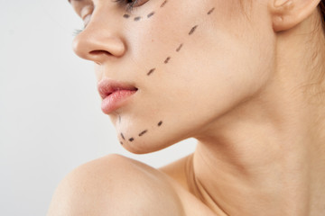 Obraz na płótnie Canvas contour for plastic surgery, portrait, close-up
