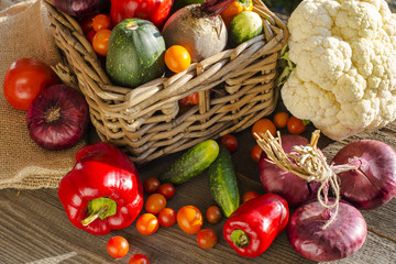 Vegetables harvest in  basket
