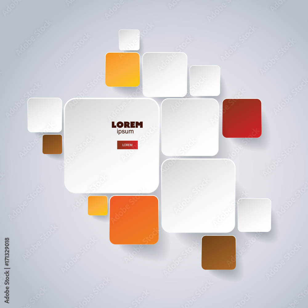 Poster infographic template - colorful squares with drop shadows