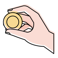 hand human with coin vector illustration design