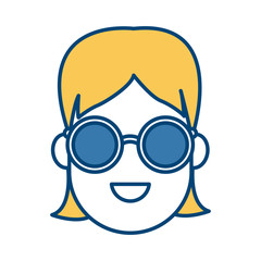 Young woman cartoonwith sunglasses icon vector illustration graphic design
