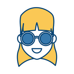 Young woman cartoonwith sunglasses icon vector illustration graphic design