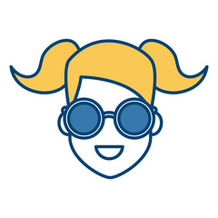 Young woman cartoonwith sunglasses icon vector illustration graphic design