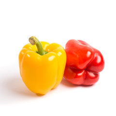 paprika, red and yellow isolated on a white background