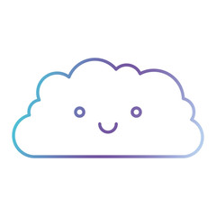 cloud cartoon kawaii in color gradient silhouette from purple to blue vector illustration