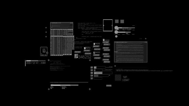 Hacker textures, elements of code and interface on the alpha channel