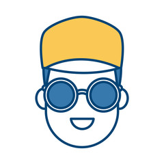 Young man cartoon with sunglasses icon vector illustration graphic design
