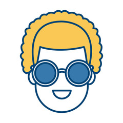 Young man cartoon with sunglasses icon vector illustration graphic design