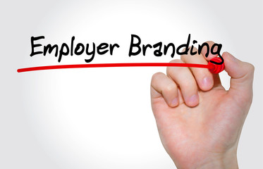 Hand writing inscription Employer Branding with marker, concept