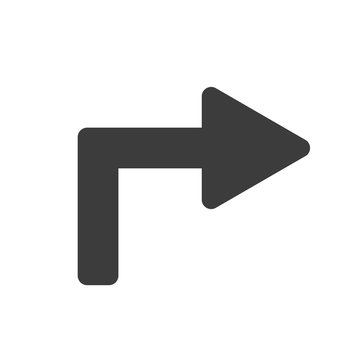 Turn right arrow flat vector symbol