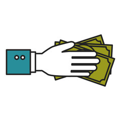 hand human with bill vector illustration design