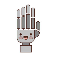 robot hand cartoon kawaii in colorful silhouette vector illustration