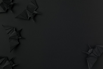 black origami halloween bats