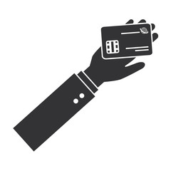 hand human with credit card isolated icon vector illustration design
