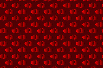 Two red hearts on a red background - vector pattern
