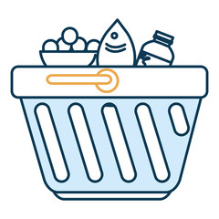 shopping basket with groceries vector illustration design
