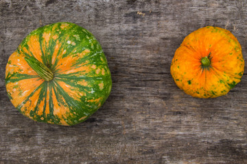 Pumpkin on rustic wooden table