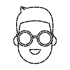 Young man cartoon with sunglasses icon vector illustration graphic design
