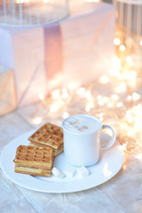 coffee and waffles on Christmas morning