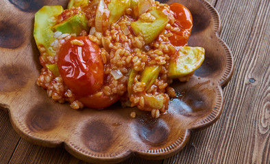 Turkish dish with zucchini and rice