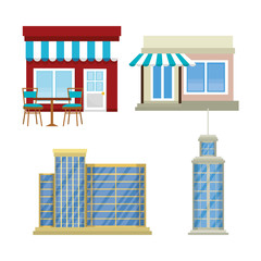 cityscape set elements icons vector illustration design