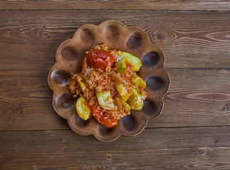 Turkish dish with zucchini and rice