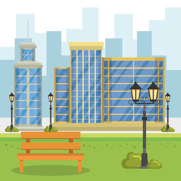 buildings with cityscape scene vector illustration design