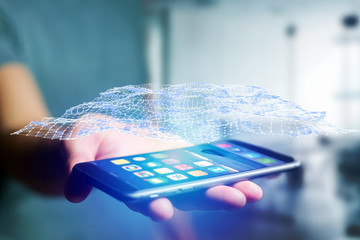 Graphic network displayed on a futuristic interface - Business and technology concept