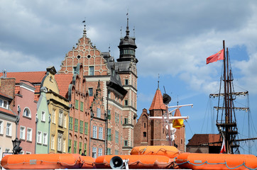Old buildings in Gdansk harbor, Poland