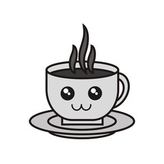 kawaii coffee cup icon over white background vector illustration
