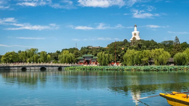 Timelapse of Beihai park scenery in summer in Beijing,China.