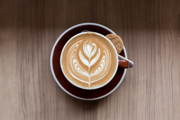Cup of coffee on table, coffee cafe shop.