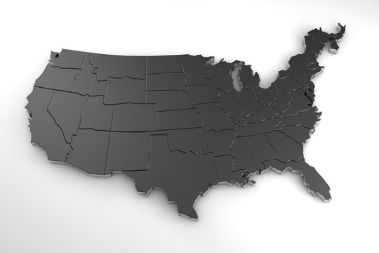 United states of america 3d metal map isolated on white 3d render