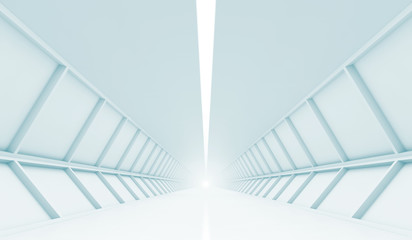 Abstract symmetric empty corridor, 3d render