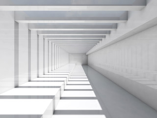 Fototapeta premium Abstract white interior background. Empty corridor