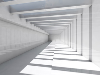 Abstract white interior. Hall with ceiling illumination
