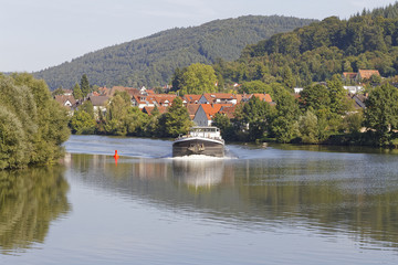 inland water transportation on the river Neckar near Heidelberg