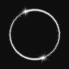 circle frame  with Vector light effect. comet with glowing tail of shining stardust sparkles,