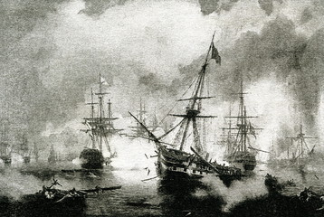 Battle of Navarino (Ivan Aivazovsky, 1846) - obrazy, fototapety, plakaty