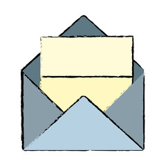 envelope and letter  icon over white background vector illustration