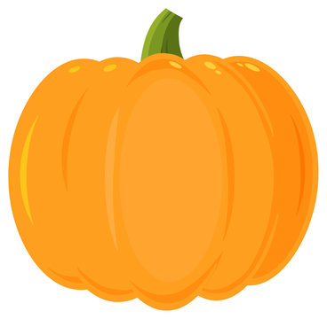 Orange Pumpkin Vegetables Cartoon Flat Simple Design. Illustration Isolated On White Background