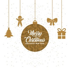 merry christmas and happy new year lettering decoration card design vector illustration