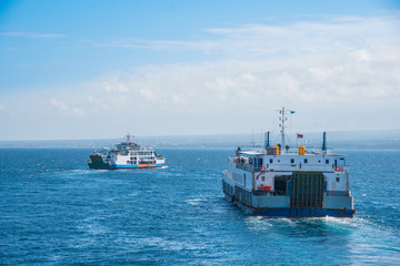 Logistic transport concept, Ferry boat transportation in Indian ocean, Indonesia