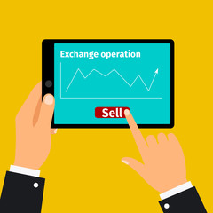Tablet with stock exchange graphic