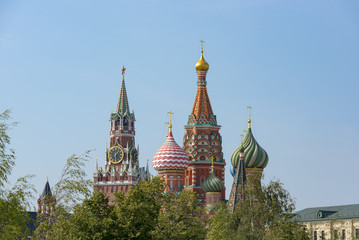 Fototapeta na wymiar Untypical new view of Moscow city centre and of St. Basil's Cathedral at the Red square